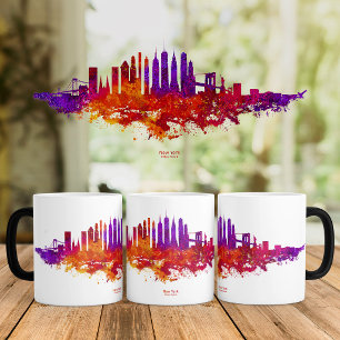 Taza Mágica La acuarela del Skyline de Nueva York en blanco