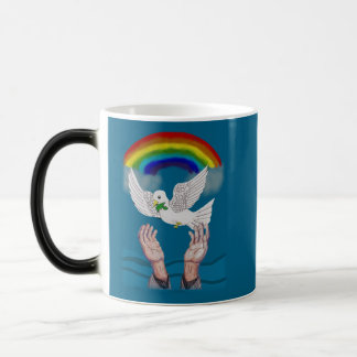Taza Mágica La paloma de la promesa de Dios y el hongo iris