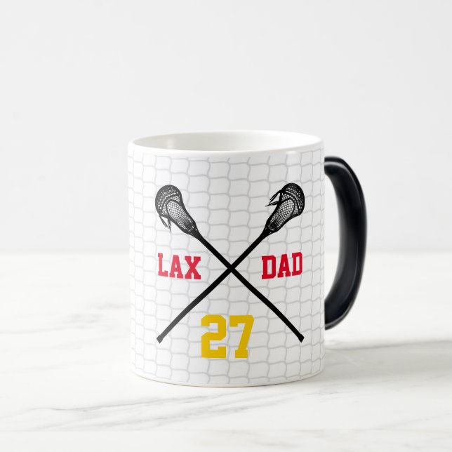 Taza Mágica Lacrosse Sticks LAX DAD Player NUMBER Net Fan Club (Anverso derecho)