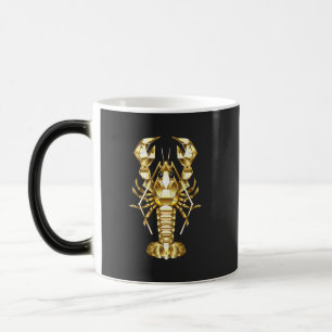 Taza Mágica Langosta de bogavante poligonal dorada sobre negro