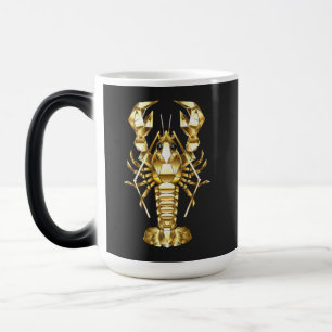 Taza Mágica Langosta de bogavante poligonal dorada sobre negro