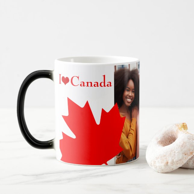 Taza Mágica Las hojas de arce rojas de moda me encantan Canadá (Con donut)