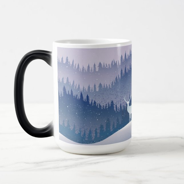 Taza Mágica Lavender Pinos navidades de invierno maravillarse (Izquierda)