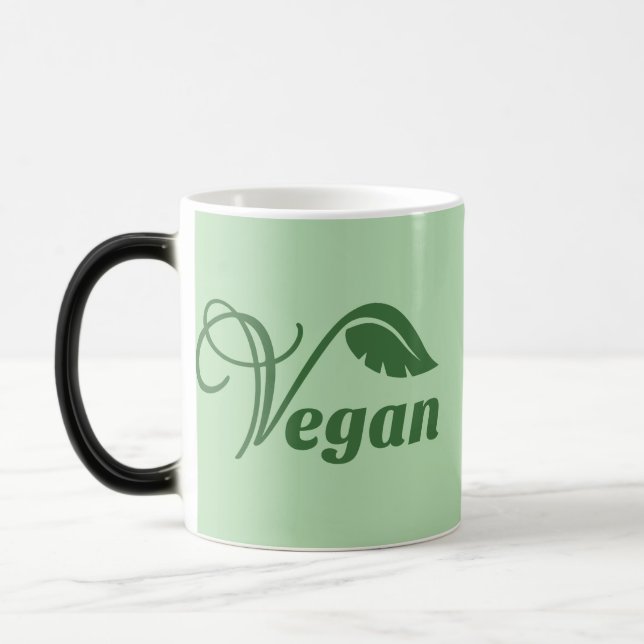 Taza Mágica Leaf del logotipo vegan (Izquierda)