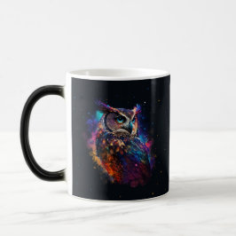 Taza Mágica Lechuza espacial colorida