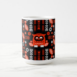 Taza Mágica Lechuza Nórdica naranja Y Negro