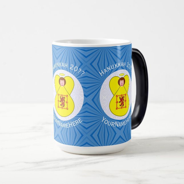 Taza Mágica León escocés Rampant Angel Hanukkah Bandera person (Anverso derecho)