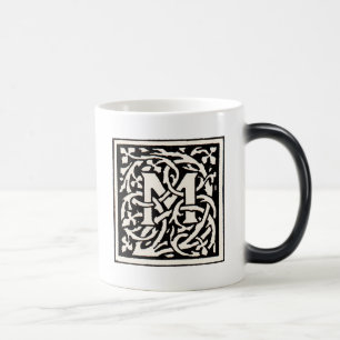 Taza Mágica Letra Art Nouveau Monograma M Antiguo