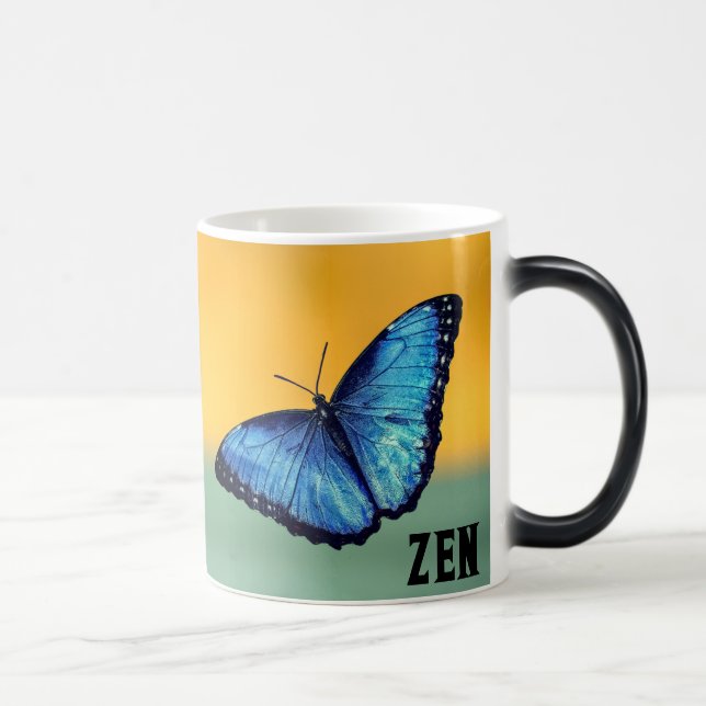 Taza Mágica Letra azul morfo mariposa monograma (Derecha)