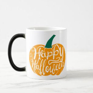 Taza Mágica Letras de Feliz Halloween en calabaza tallada