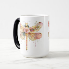 Taza Mágica libélula acuarela floral
