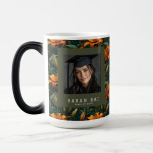 Taza Mágica Lilios Negros Regalo Floral Para Ella Graduada