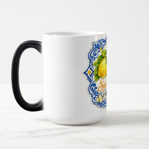 Taza Mágica Limon Mediterráneo de Azulejo – Arte acuarela con 