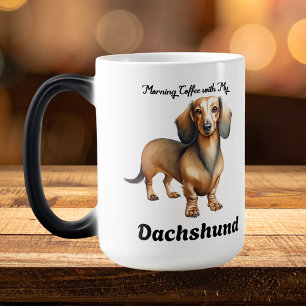 Taza Mágica Lindo Dachshund Suave Marrón Mañana Personaliza