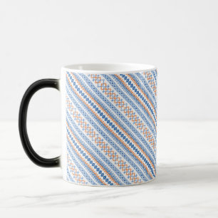 Taza Mágica Lindo patrón de motivo tribal azteca naranja azul