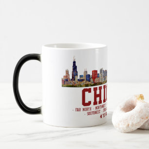 Taza Mágica Línea aérea de Chicago. Nombres y coordenadas de á