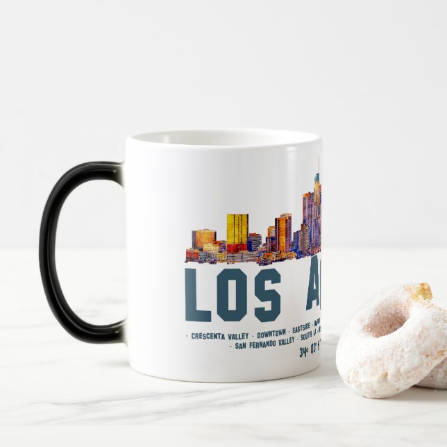 Taza Mágica Línea aérea de Los Ángeles. Nombres y coordenadas  (Con donut)
