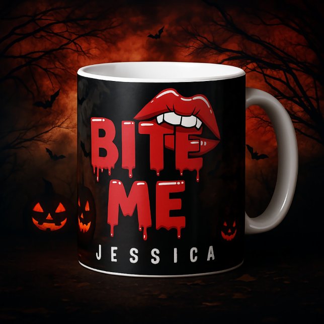 Taza Mágica Lípidos de vampiros de Halloween personalizados (Subido por el creador)