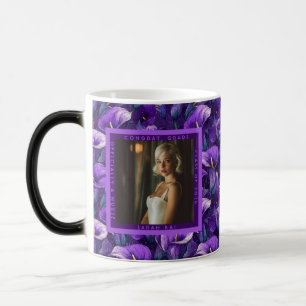 Taza Mágica Lirios Calla Morados Felices Flor Graduación