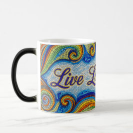 Taza Mágica Live Laugh Love mosaic color morphing ceramic mug