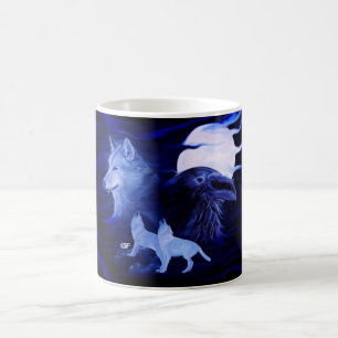 Taza Mágica Lobos y Raven con luna llena