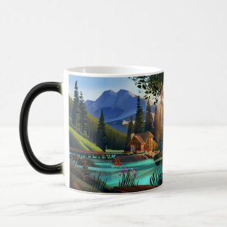 Taza Mágica logia de montaña con kayak de pareja