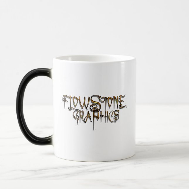 Taza Mágica Logotipo de Flowstone Graphics (Izquierda)