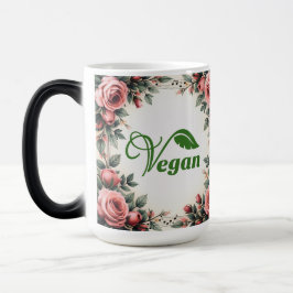 Taza Mágica Logotipo de hoja verde vegana vintage de Bearnd