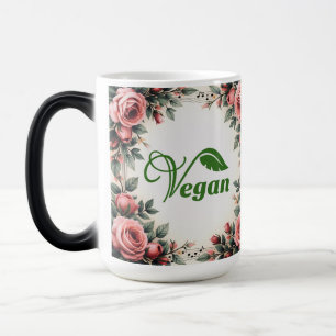 Taza Mágica Logotipo de hoja verde vegana vintage de Bearnd