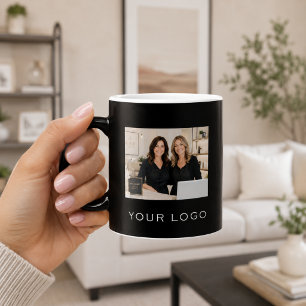 Taza Mágica logotipo empresarial negro foto rectangular