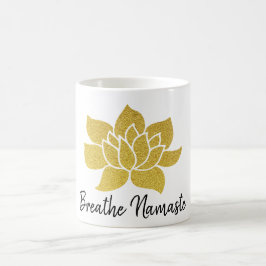 Taza Mágica *~* Lotus Yoga Golden Breathe Namaste Gold Lotus