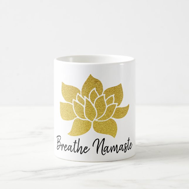 Taza Mágica *~* Lotus Yoga Golden Breathe Namaste Gold Lotus (Centro)