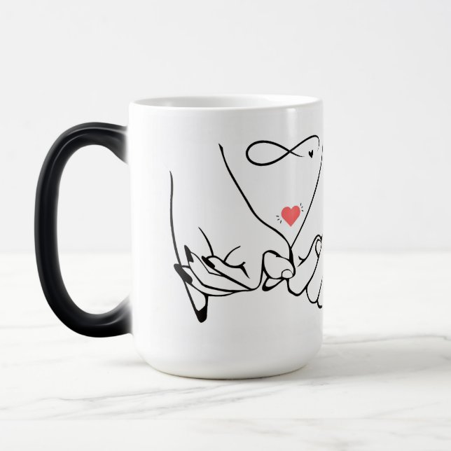 Taza Mágica Love forever – pinky promise line art (Izquierda)