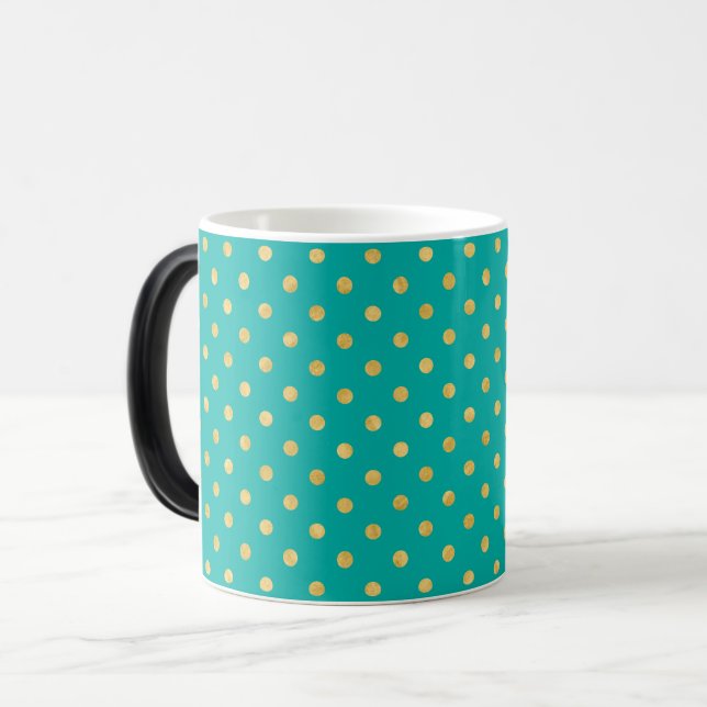 Taza Mágica Lunares elegantes - menta y Oro (Anverso izquierdo)