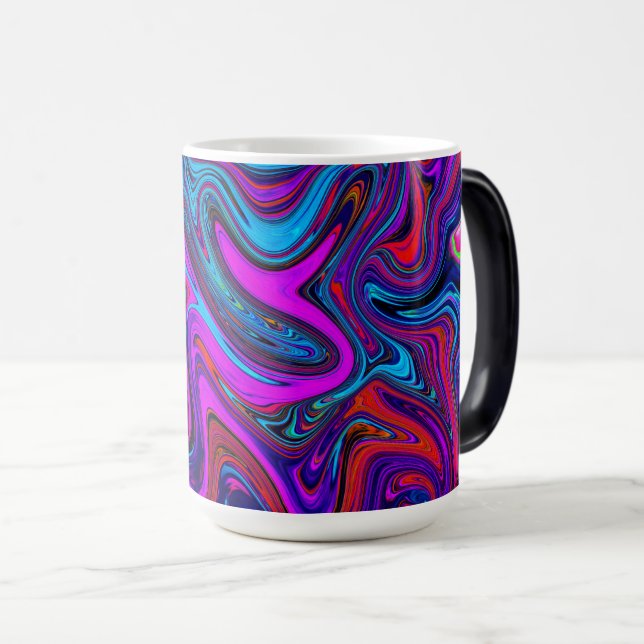 Taza Mágica Magenta de mármol, arte abstracto azul y rojo (Anverso derecho)