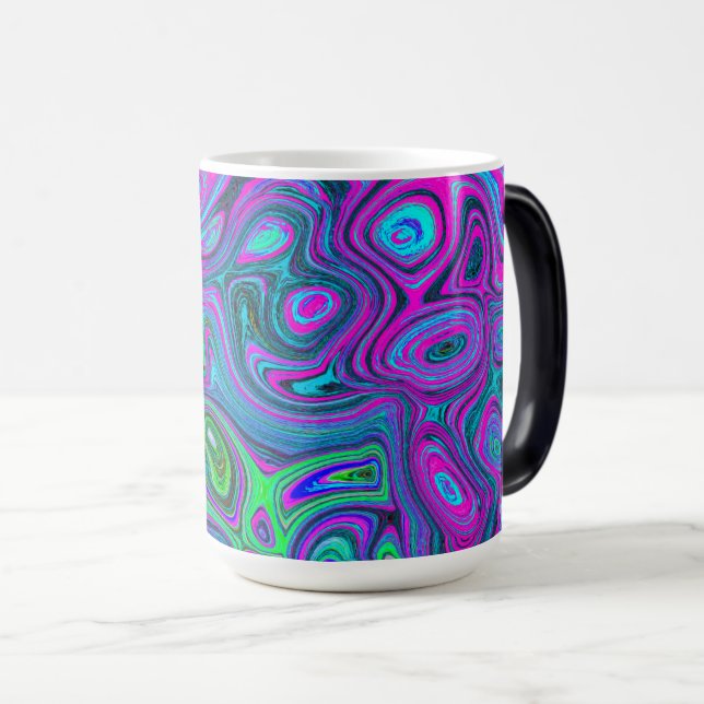 Taza Mágica Magenta desangrada y Groovy verde limón Resumen de (Anverso derecho)