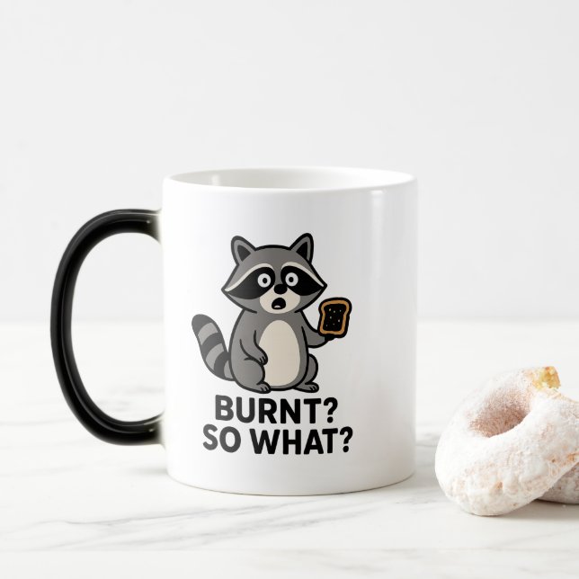 Taza Mágica Magic Raccoon Toast Mug – Heat Reveal Cute Animal  (Con donut)