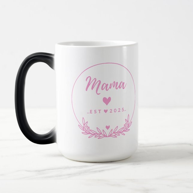 Taza Mágica Mama Est.2025 shirt -Mother gift Pink Minimal -  (Izquierda)