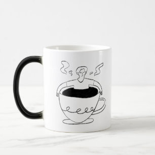 Taza Mágica Man submerged in a cup of coffee