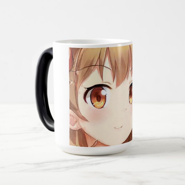 Taza Mágica Manga anime sonriente chica pelo castaño dorado ám (Anverso izquierdo)