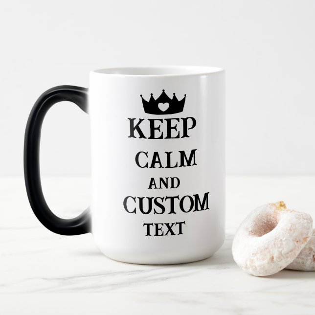 Taza Mágica Mantenga la calma y cree su propio Make Añadir tex (Con donut)