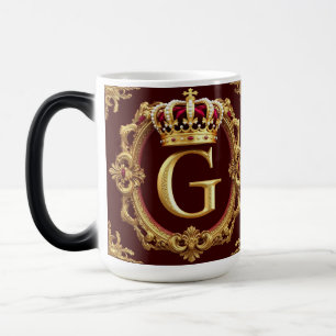 Taza Mágica Marco de oro lujoso con monograma coronado