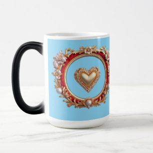 Taza Mágica Marco de Oro Lujoso Con Perlas