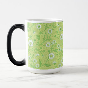 Taza Mágica Margaritas en blanco y verde sobre verde miel