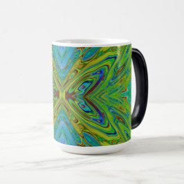 Taza Mágica Mariposa abstracta azul y chartreuse alucinante