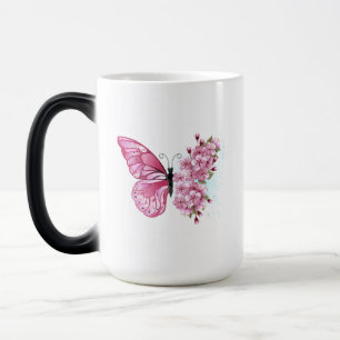 Taza Mágica Mariposa de flores con Sakura rosa
