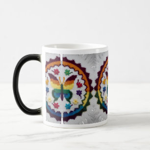 Taza Mágica Mariposa tejida mágica y flores