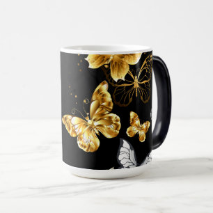 Taza Mágica Mariposas doradas y blancas