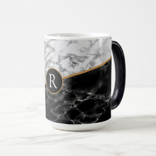 Taza Mágica Mármol blanco negro café personalizado tazón