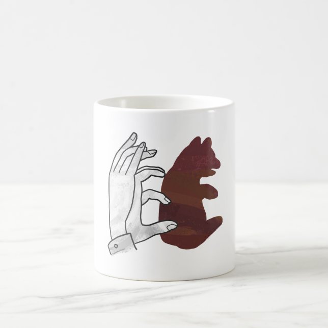 Taza Mágica Marrón de ojivas de silueta de mano (Centro)